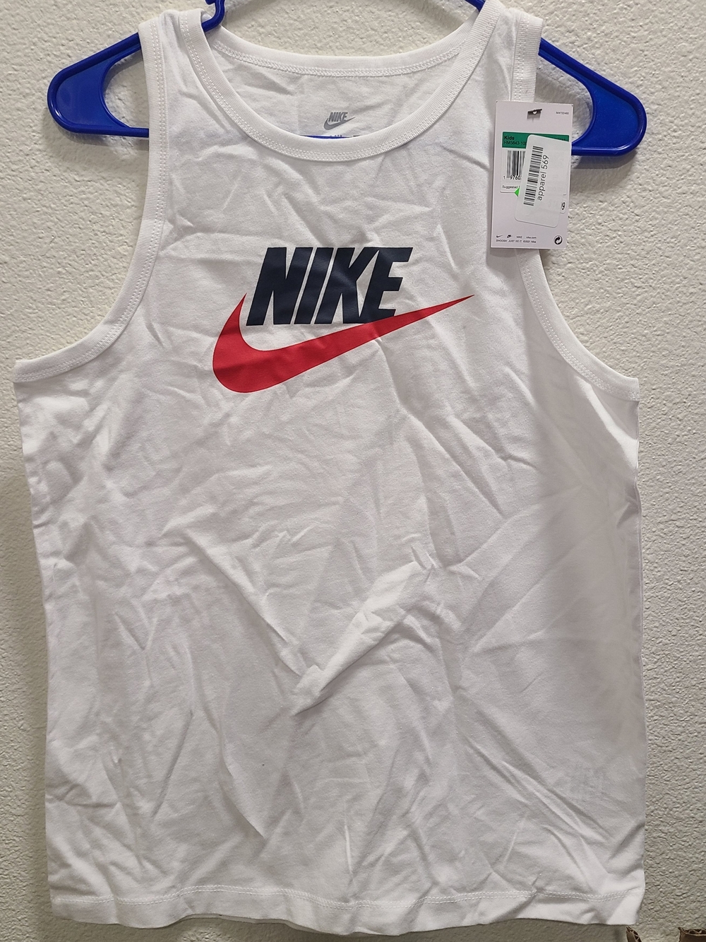 Nike White Tank Top with Red Swoosh